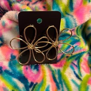 Golden Stella Wire Flower Earrings  Gold  NWT